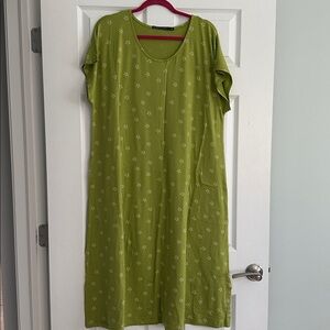 Gudrun Sjödén Green Floral Lagenlook Lounge Short Sleeve Dress